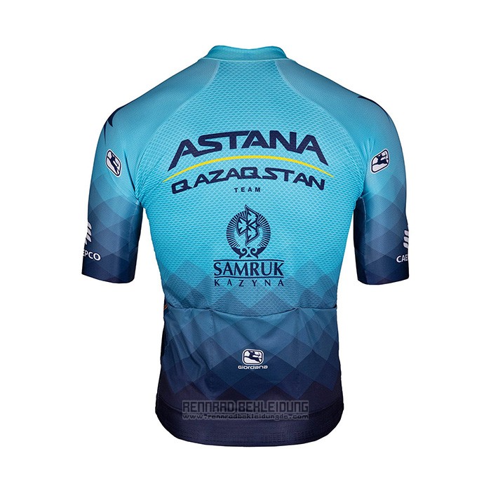 2022 Fahrradbekleidung Astana Blau Gelb Trikot Kurzarm und Tragerhose